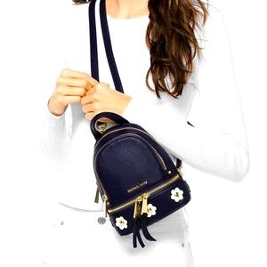 Rhea Mini Floral Appliqué Leather Backpack
